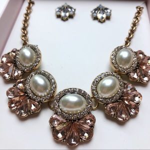 New necklace earrings jewelry set pearls rose gold